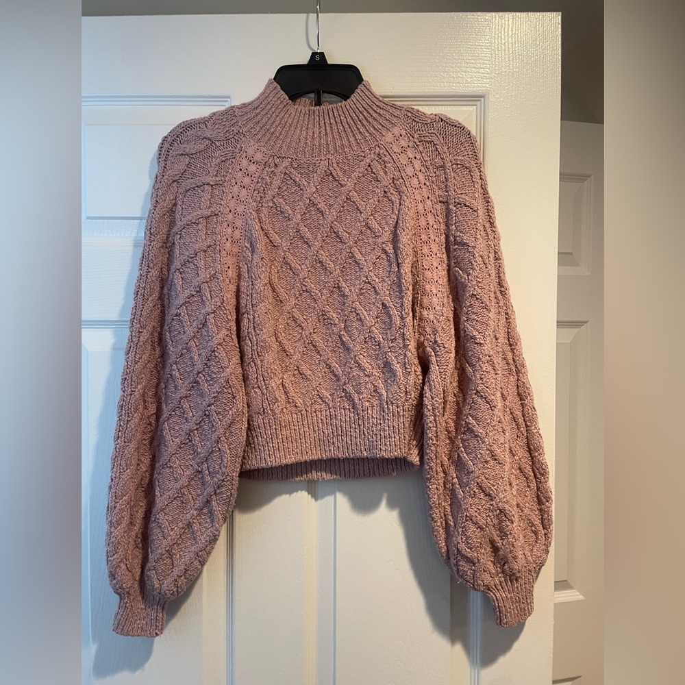 Free People Mauve Cable Knit Sweater